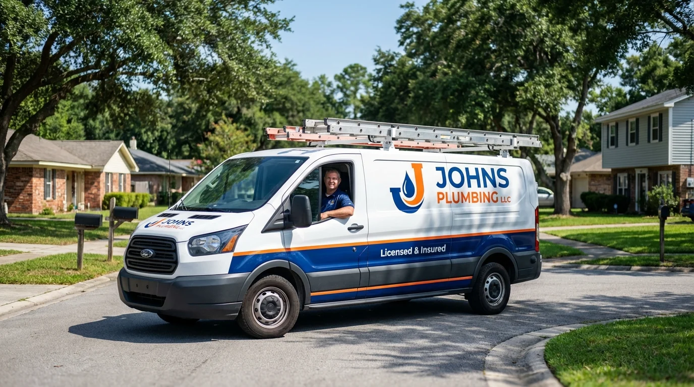 Johns Plumbing LLC service van in Guyton, GA