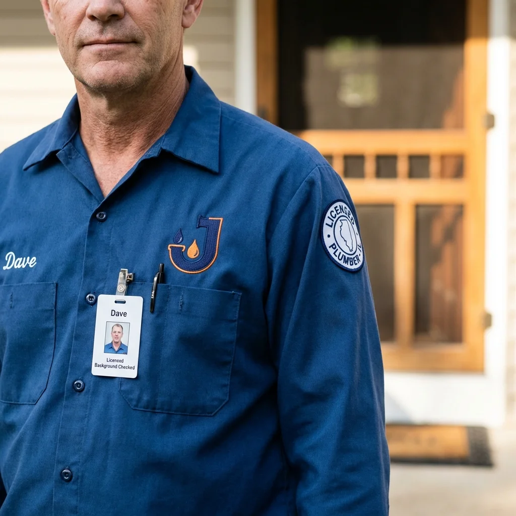 Licensed plumber showing ID badge in Guyton, GA