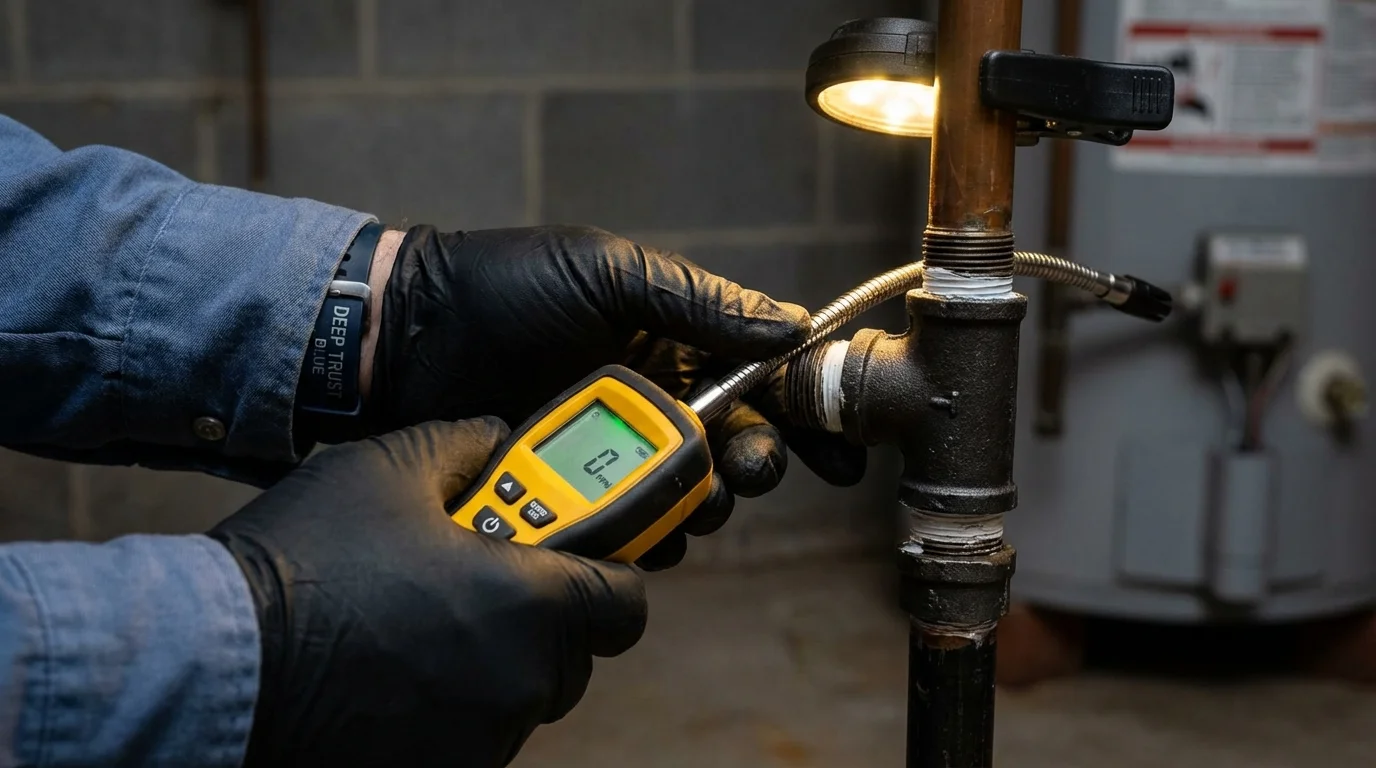 Gas leak detection with electronic sniffer by Johns Plumbing LLC in Guyton