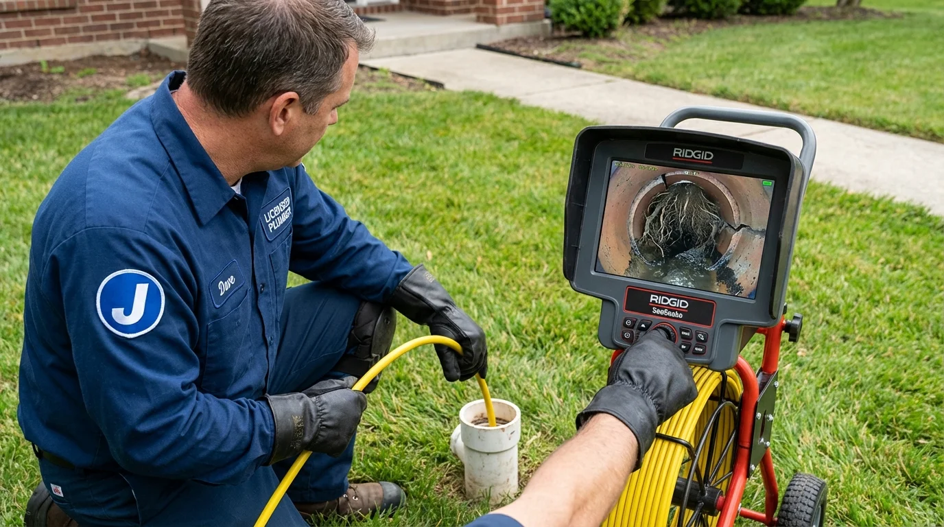 Sewer camera inspection being performed by Johns Plumbing LLC in Guyton