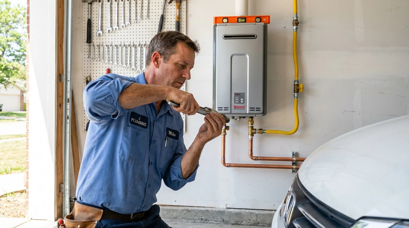 Tankless water heater installation by a Johns Plumbing LLC plumber in Guyton